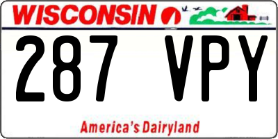 WI license plate 287VPY