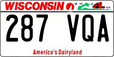 WI license plate 287VQA