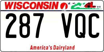 WI license plate 287VQC