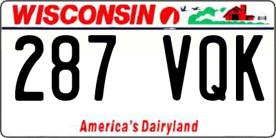 WI license plate 287VQK