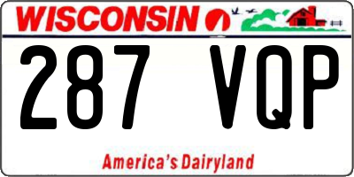 WI license plate 287VQP
