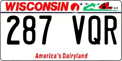 WI license plate 287VQR
