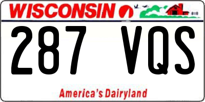 WI license plate 287VQS