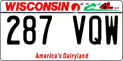 WI license plate 287VQW