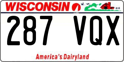 WI license plate 287VQX