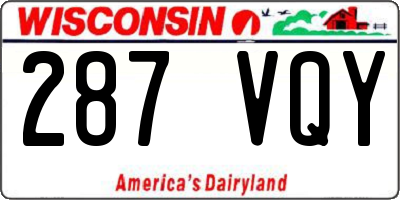 WI license plate 287VQY