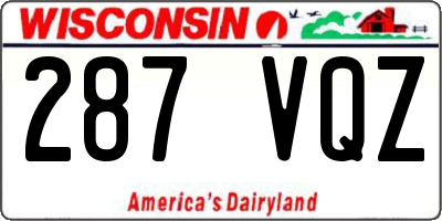 WI license plate 287VQZ