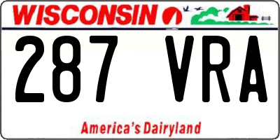 WI license plate 287VRA