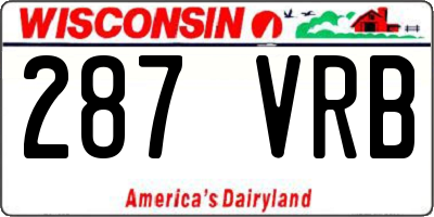 WI license plate 287VRB