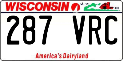 WI license plate 287VRC