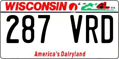WI license plate 287VRD