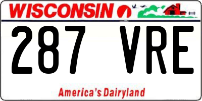 WI license plate 287VRE