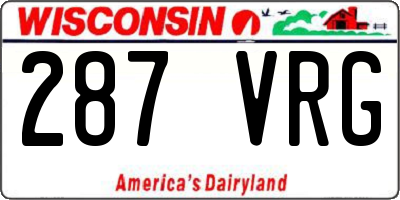 WI license plate 287VRG