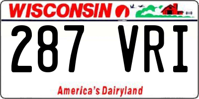 WI license plate 287VRI
