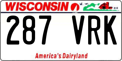 WI license plate 287VRK