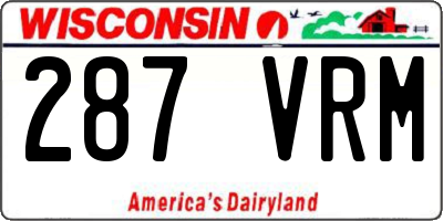 WI license plate 287VRM