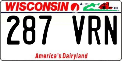 WI license plate 287VRN