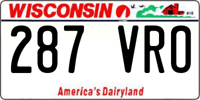 WI license plate 287VRO