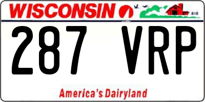 WI license plate 287VRP