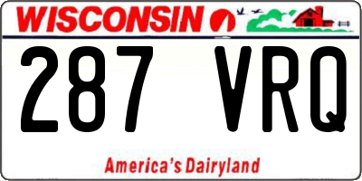 WI license plate 287VRQ
