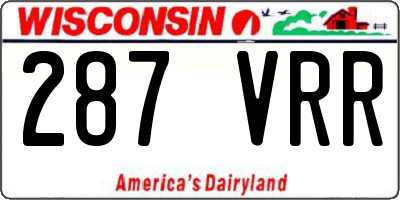 WI license plate 287VRR