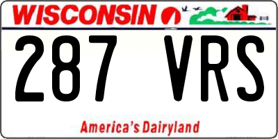 WI license plate 287VRS
