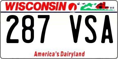 WI license plate 287VSA