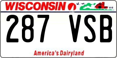 WI license plate 287VSB