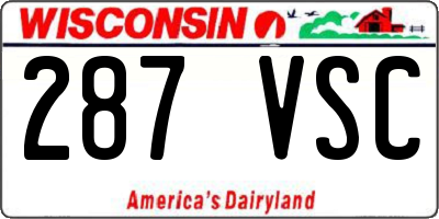 WI license plate 287VSC
