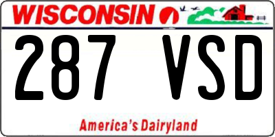WI license plate 287VSD