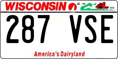 WI license plate 287VSE