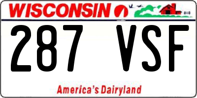 WI license plate 287VSF