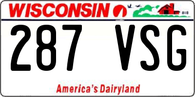 WI license plate 287VSG