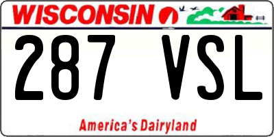 WI license plate 287VSL
