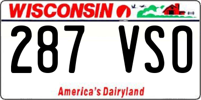 WI license plate 287VSO