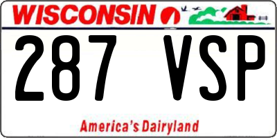 WI license plate 287VSP