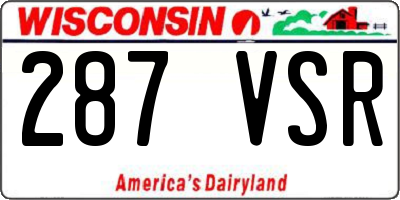 WI license plate 287VSR