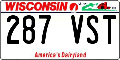 WI license plate 287VST