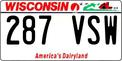 WI license plate 287VSW