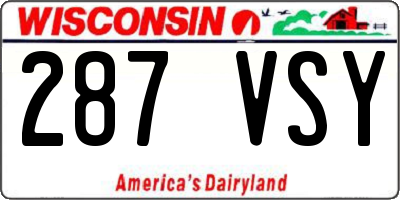 WI license plate 287VSY