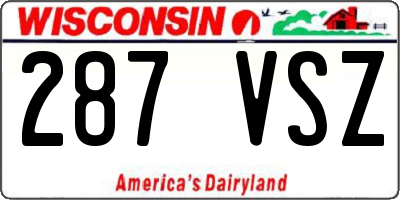 WI license plate 287VSZ