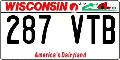 WI license plate 287VTB