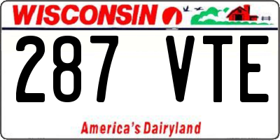 WI license plate 287VTE