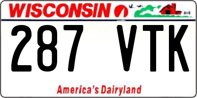 WI license plate 287VTK