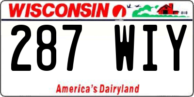 WI license plate 287WIY