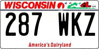 WI license plate 287WKZ
