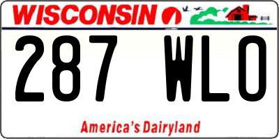 WI license plate 287WLO