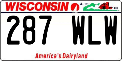 WI license plate 287WLW