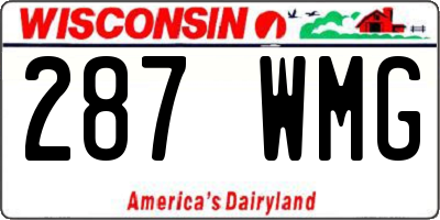 WI license plate 287WMG