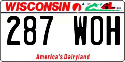 WI license plate 287WOH